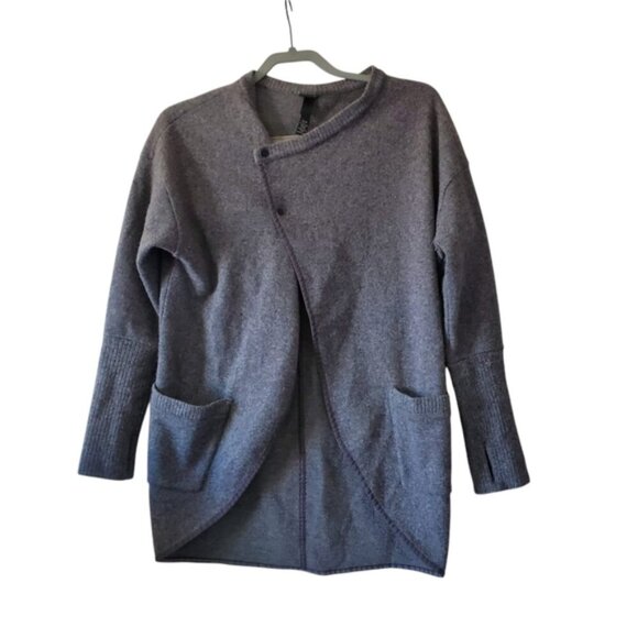 Mountain Hardwear x Cole Haan Wool Grey Asymmetric Lagenlook Cozy Cardigan S - Picture 2 of 7